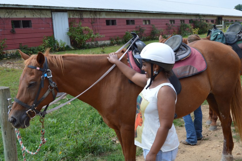 introducing myself to Leah, my horse for the 1.5 hour ride. this was my first time and I was nervous.