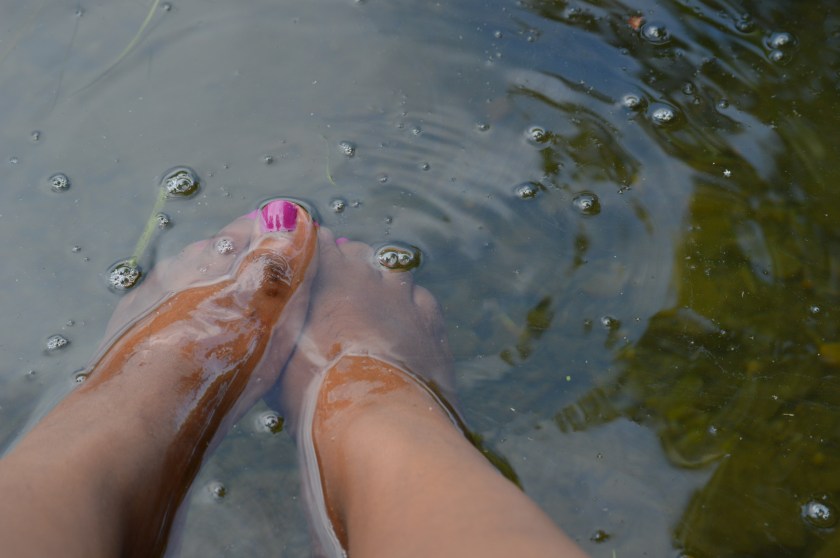 dipping my toes in the Shenandoah River [before a snake paid a visit and we all ran away]